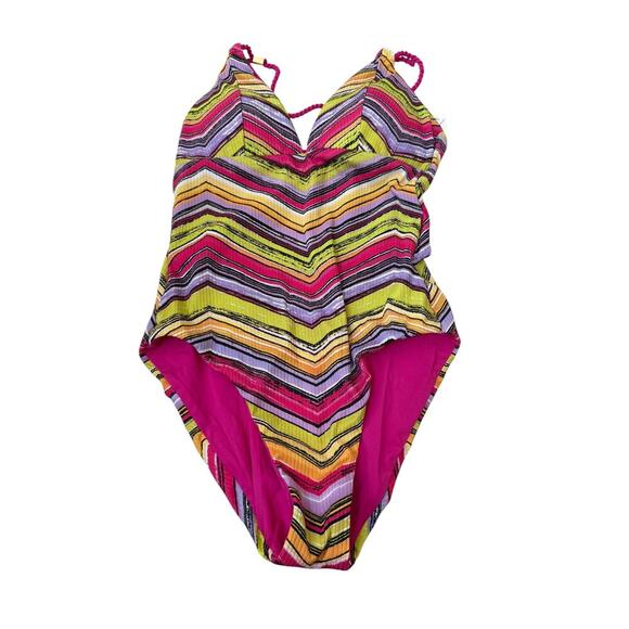 Becca Women's Pink Farah Reversible One Piece Size S - Picture 3 of 7